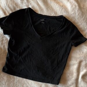 Wild Fable Black V-Neck Crop Top